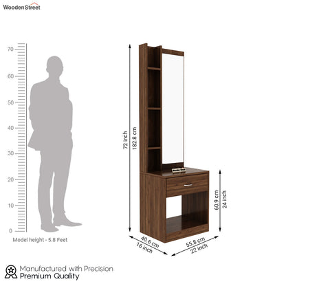 Orbit Dressing Table With Mirror (Columbian Walnut Finish)
