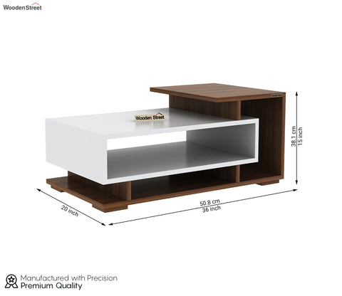 Jevon Engineered Wood Dual Finish Coffee and Centre Table (Columbian Walnut White Finish)