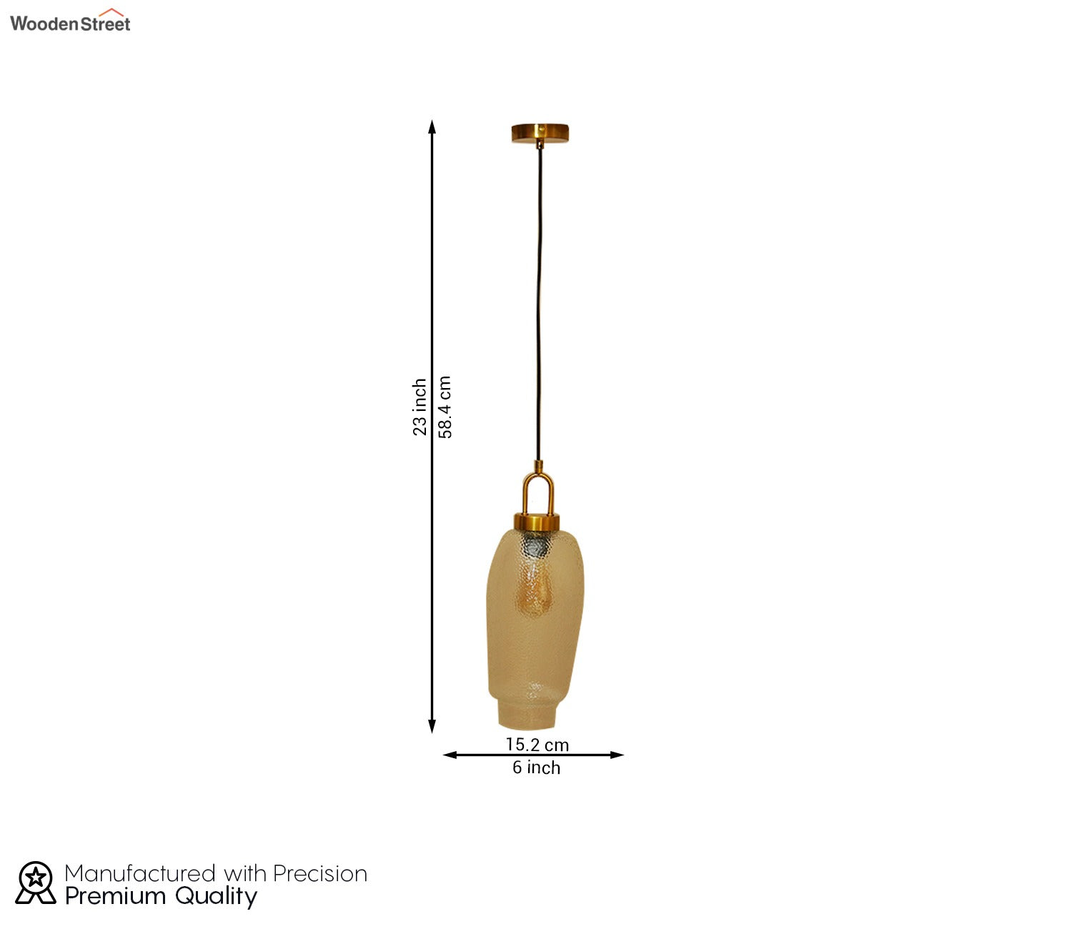Elision Textured Glass and Metal Hanging Light (Gold, L)
