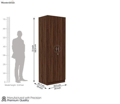 Lillian 2 Door Wardrobe with Shelves (Columbian Walnut Finish)