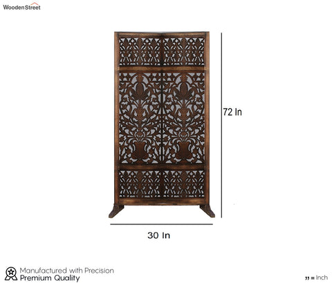 Maverick Floral Hand Carved Wooden Room Divider Single Panel With Stand