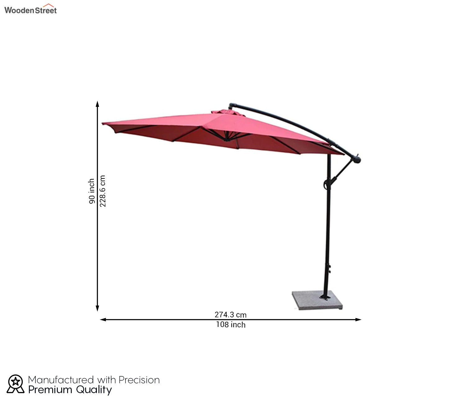 Waterproof Side Pole Garden Umbrella with Stand (Red)