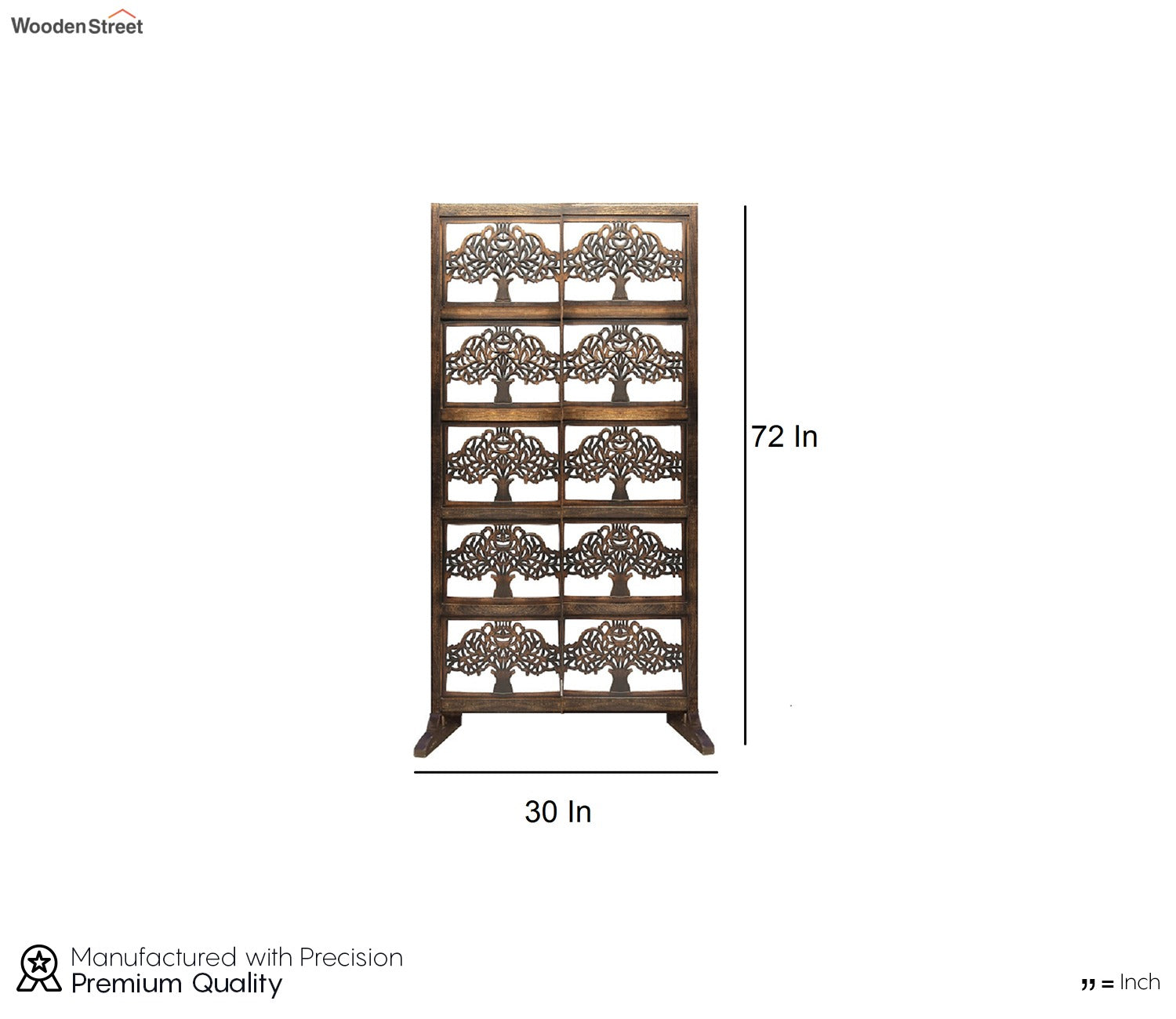 Hand Carved Wooden Room Divider Single Panel Tree Design With Stand