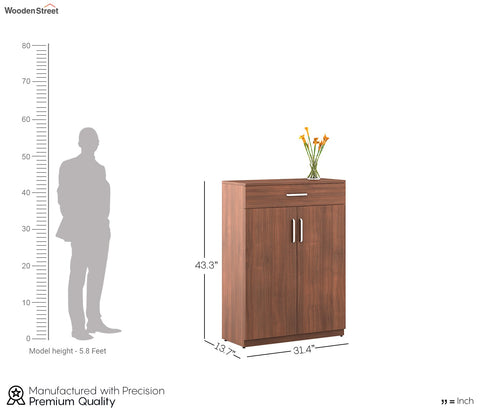 Kosmo Liberty Engineered Wood Shoe Rack in Natural Teak Finish