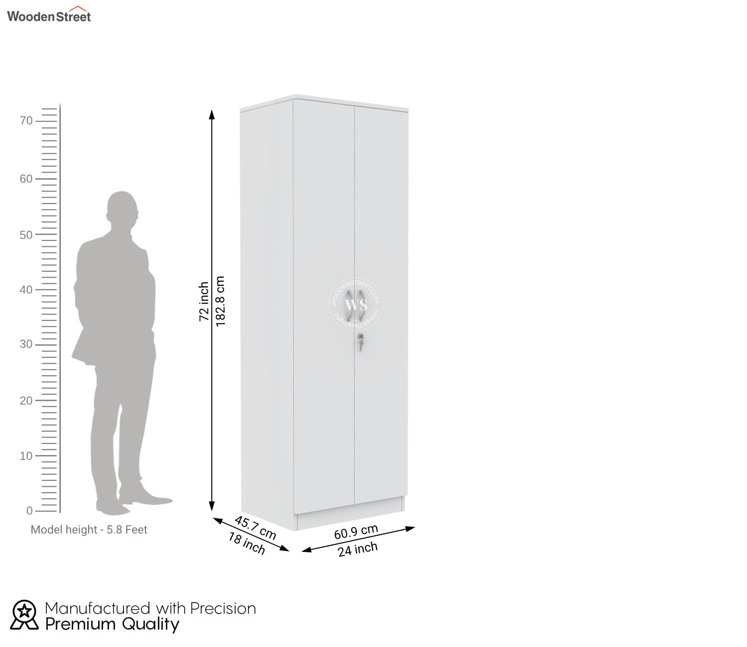 Lillian 2 Door Wardrobe with Shelves (Frosty White Finish)