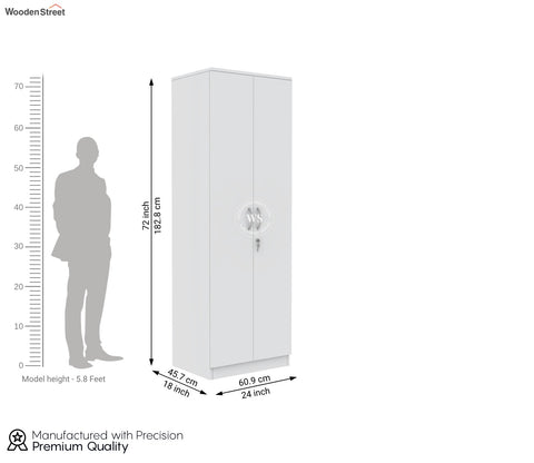Lillian 2 Door Wardrobe with Shelves (Frosty White Finish)