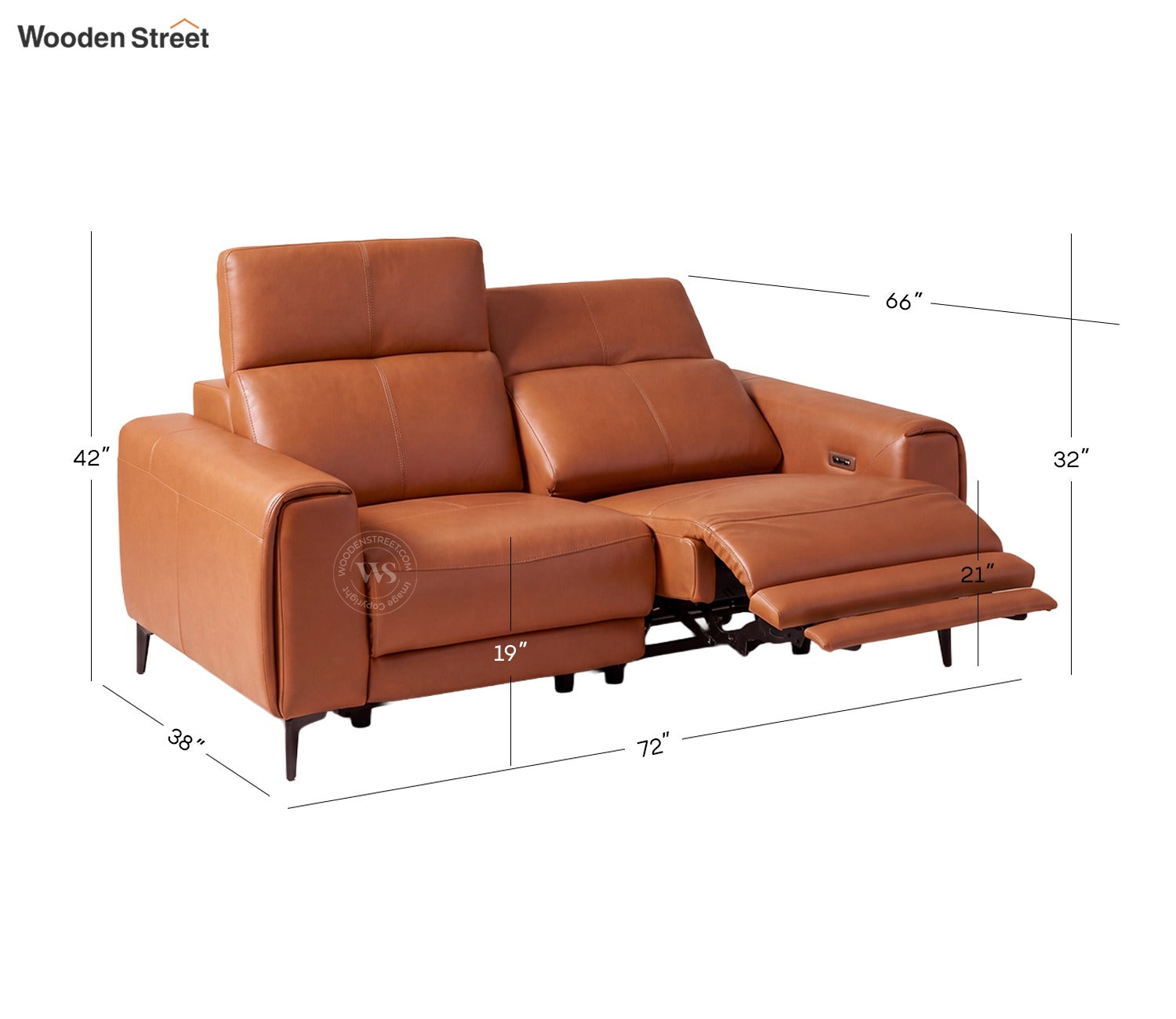 Blacksburg Luxe Electric Recliner 2 Seater Sofa (Urban Tan)