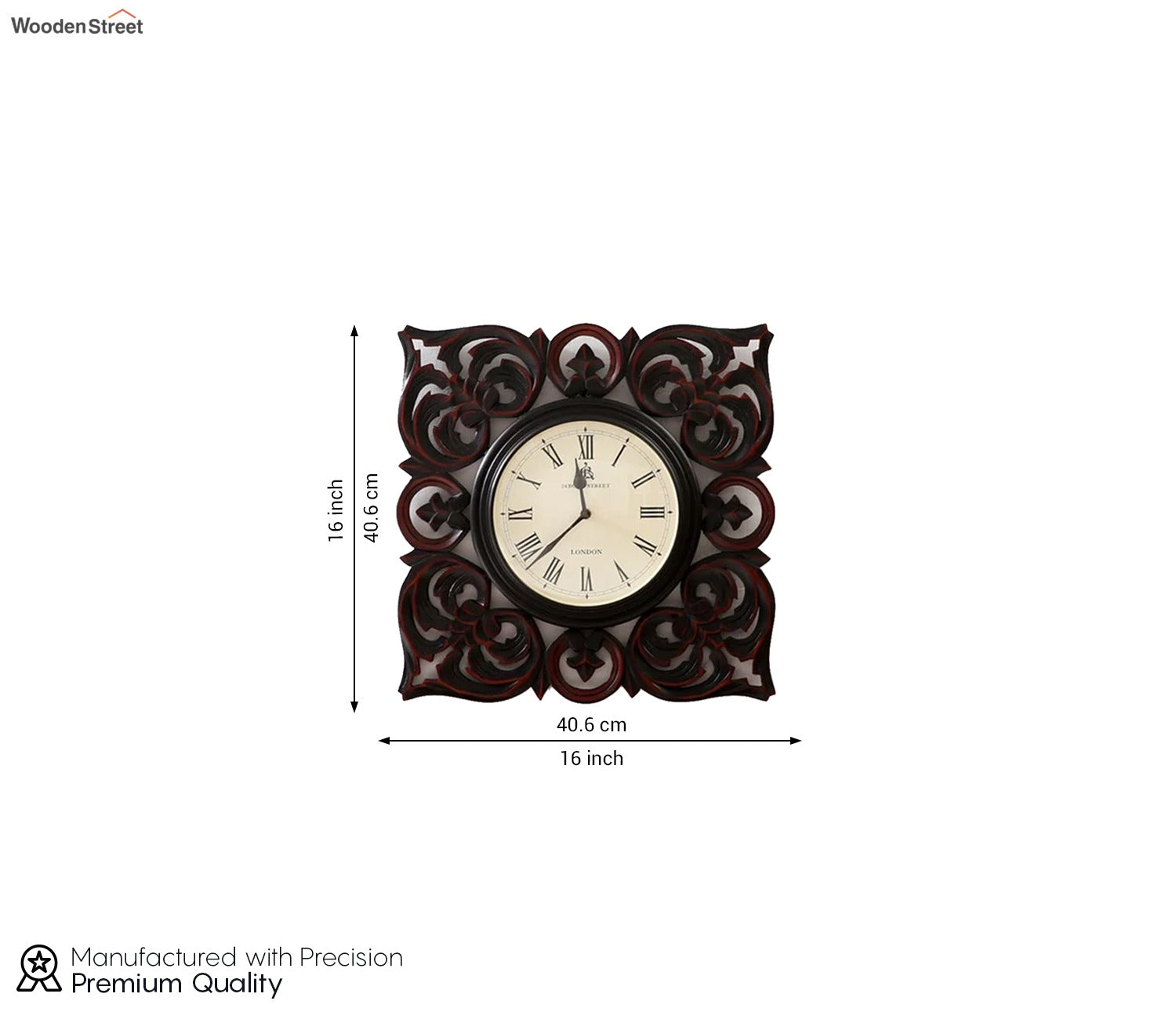 Lima Analog Carved Wooden Wall Clock