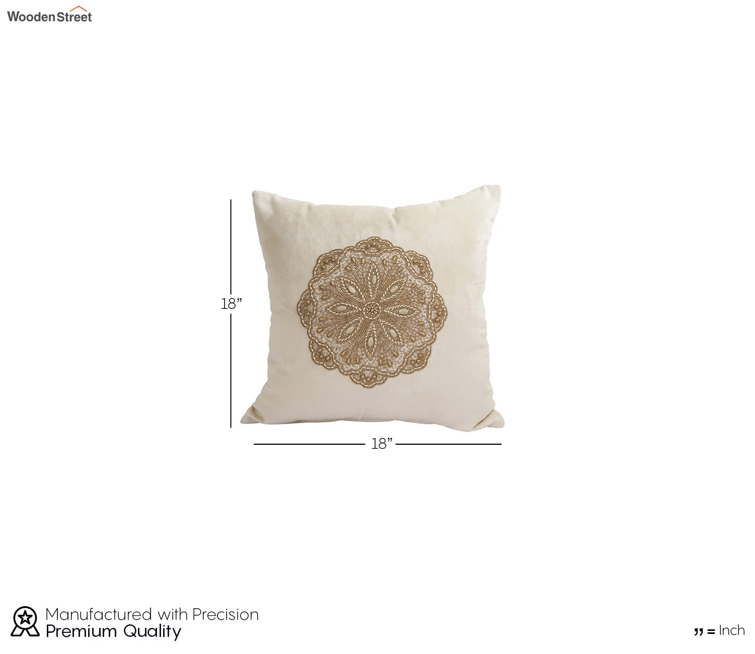 Beaded Velvet Cushion Covers - Set of 2 (Ivory, 18 x 18 inch)