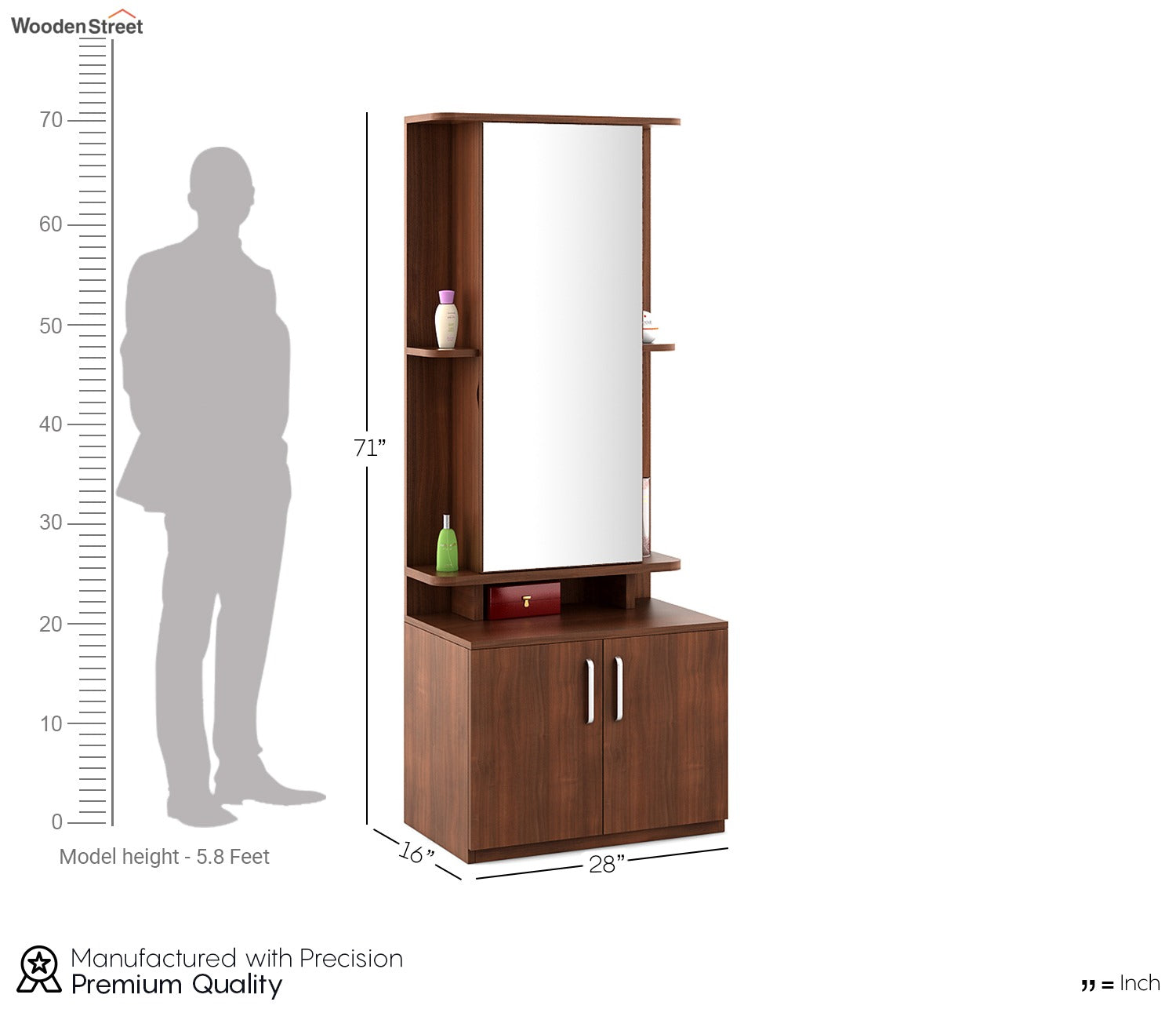 Kosmo Ora Engineered Wood Dressing Table (Natural Finish)