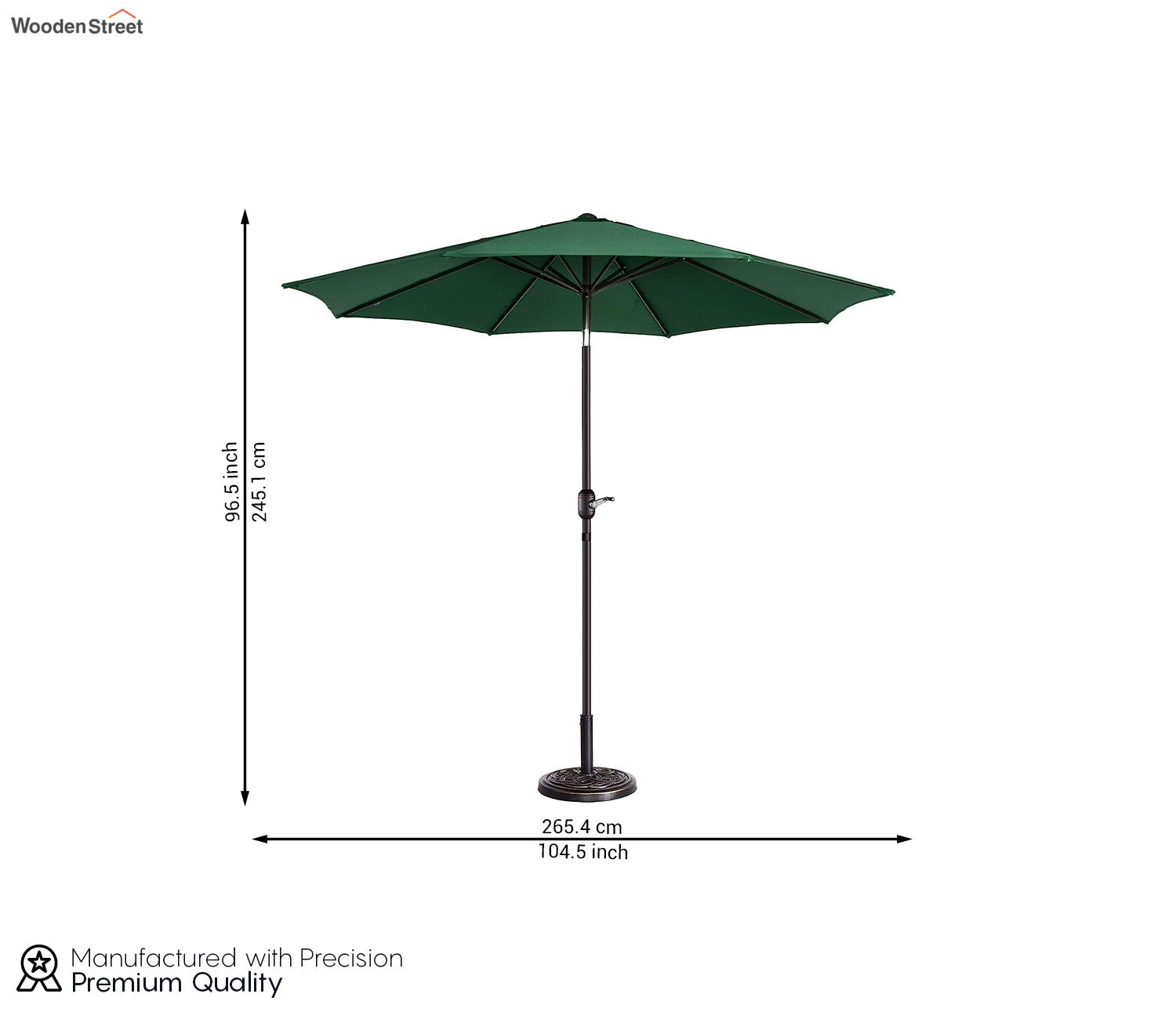 MS Powder Coated Center Poll Waterproof Cloth Outdoor Umbrella (Green)