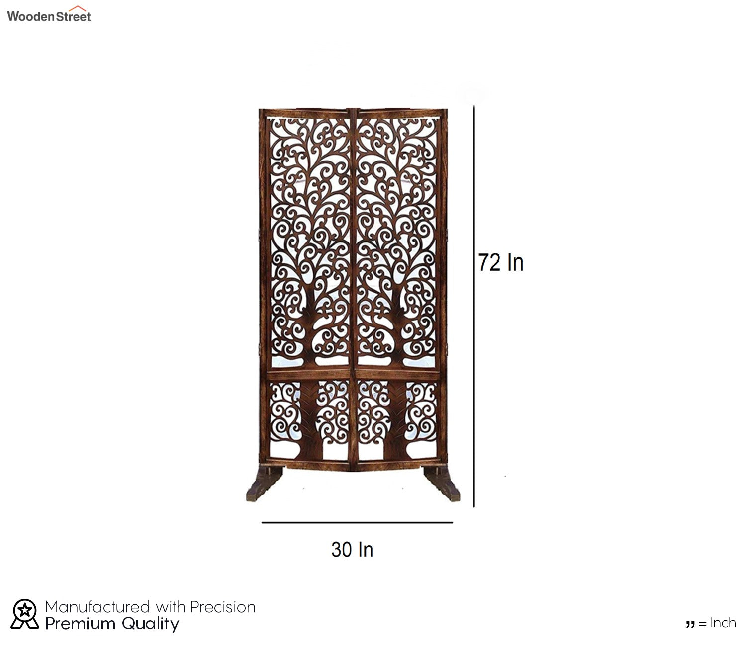 Samuel Floral Hand Carved Wooden Room Divider Single Panel With Stand