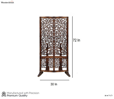 Samuel Floral Hand Carved Wooden Room Divider Single Panel With Stand