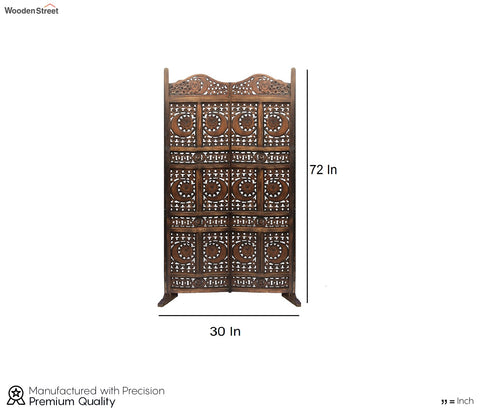 Hazel Floral Hand Carved Wooden Room Divider Single Panel With Stand