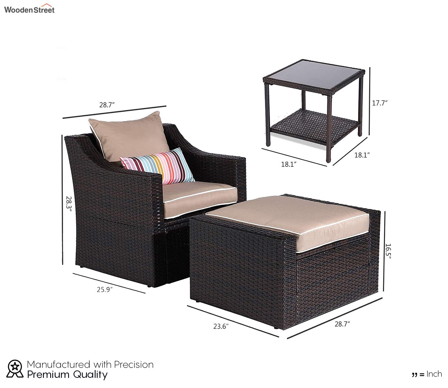 Brown 5 Seater Outdoor Patio Set