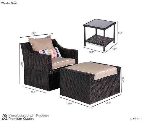 Brown 5 Seater Outdoor Patio Set