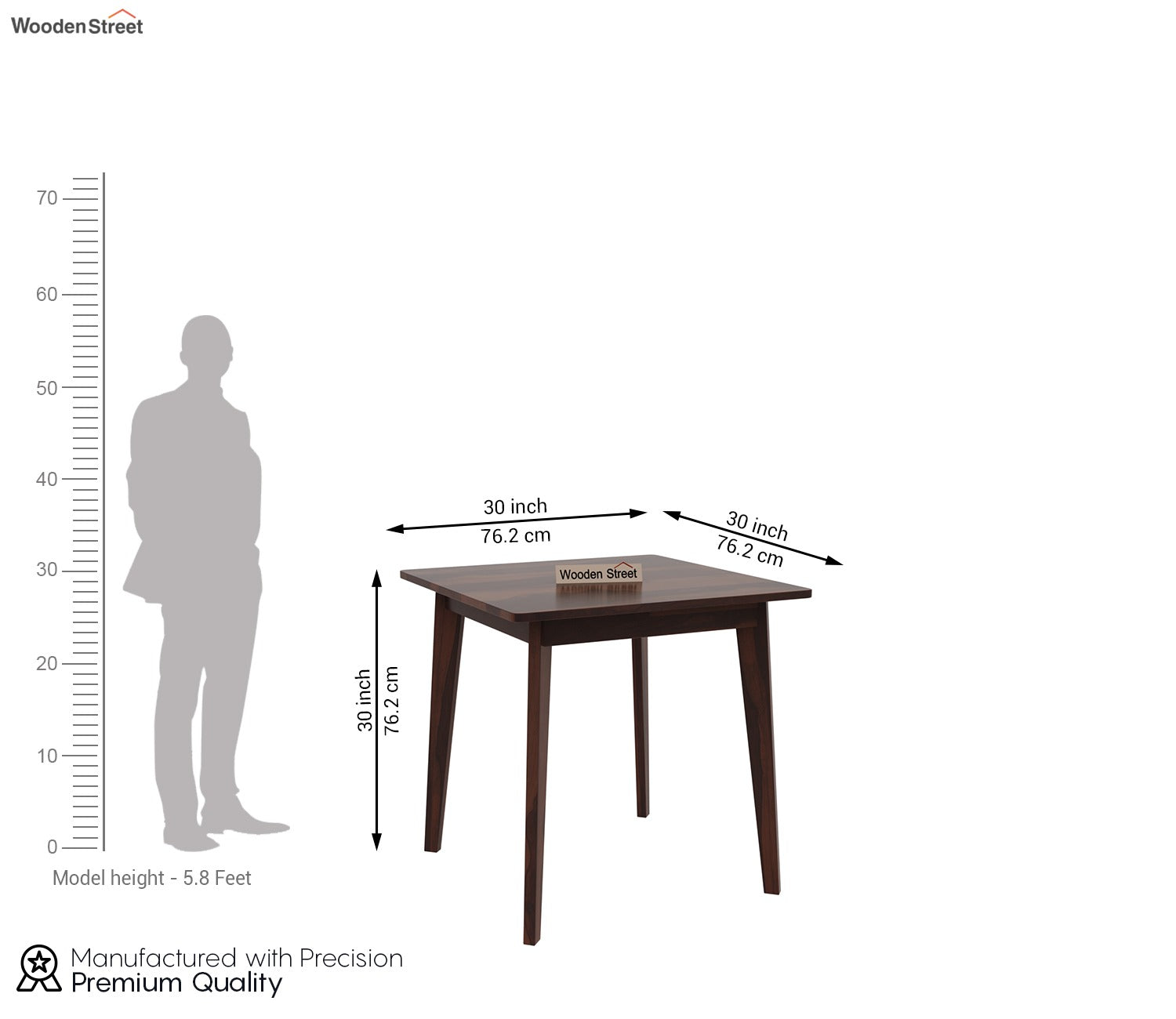Calabria 2 Seater Sheesham Wood Dining Table (Walnut Finish)