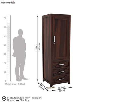 Allan 1 Door Multi-Utility Wardrobe (Walnut Finish)