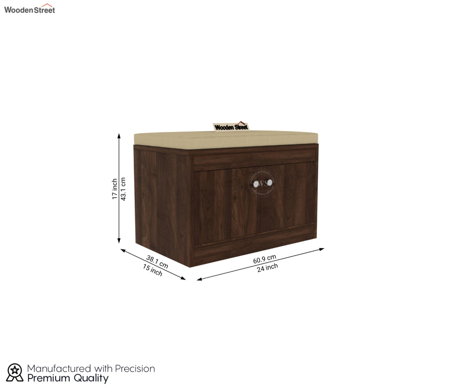 Anton Engineered Wood Shoe Rack with Seating (Columbian Walnut Finish)