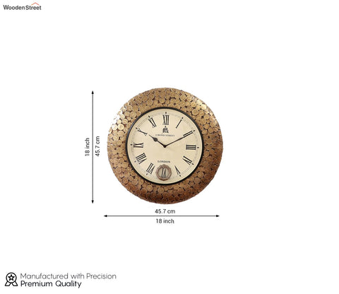 Vini Coin Studded Brass Analog Metal Wall Clock - 18 x 18 inch