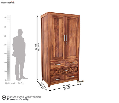 Allan Sheesham Wood 2 Door Wardrobe (Honey Finish)