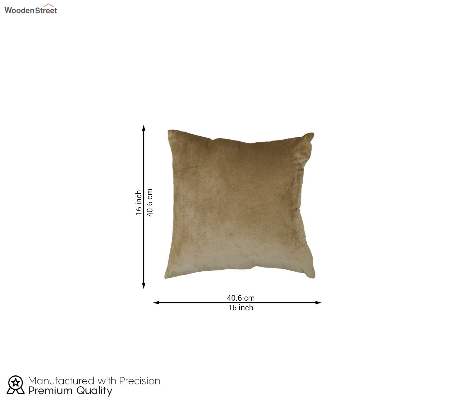 Cupid Velvet Cushion Cover - Pack of 1 (16 x 16 Inch, Pearl Beige)