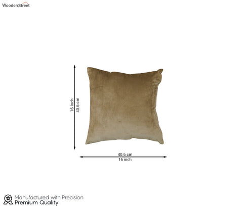 Cupid Velvet Cushion Cover - Pack of 1 (16 x 16 Inch, Pearl Beige)