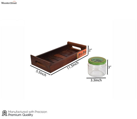 Madhubani Art Handcrafted Wooden Tray With Glass Jars