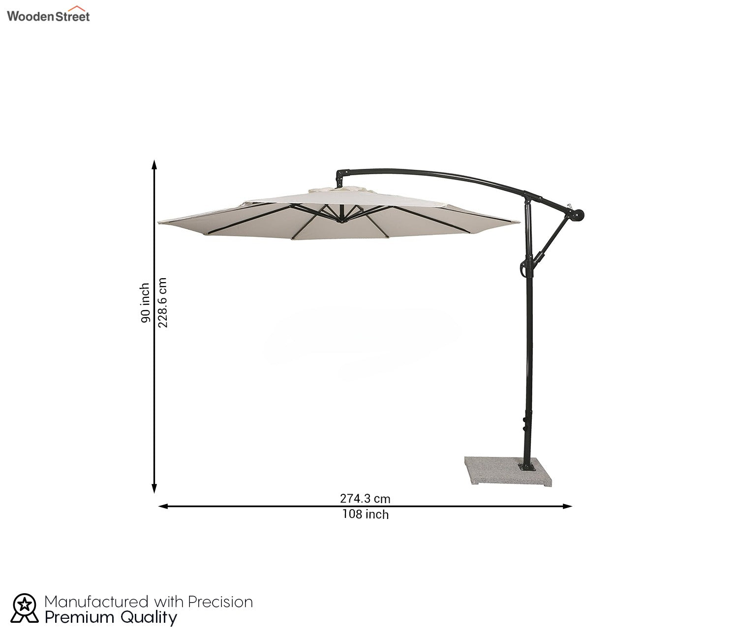 Waterproof Side Pole Garden Umbrella with Stand (White)