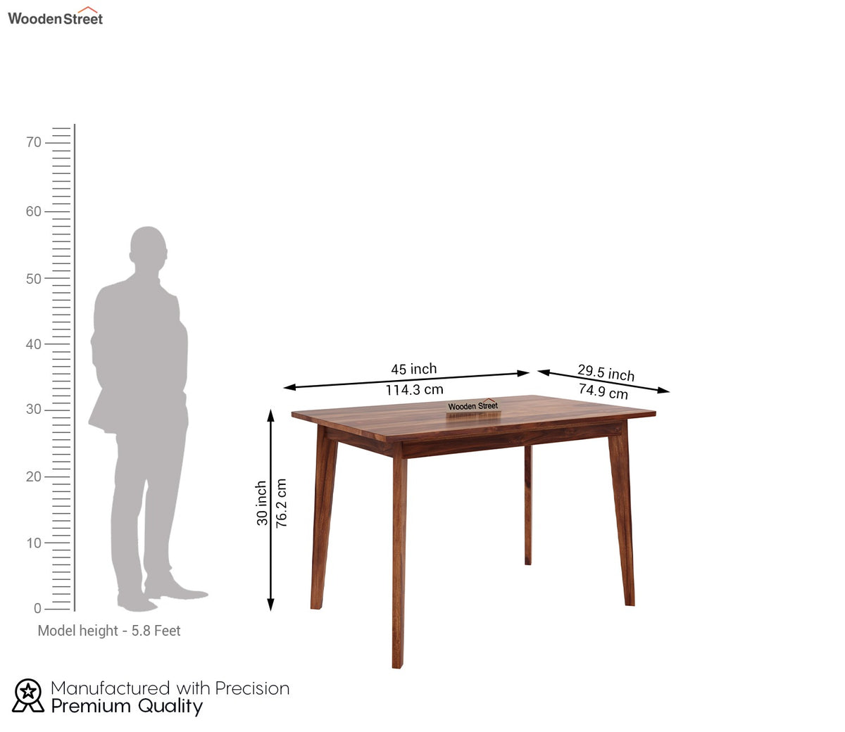 Calabria 4 Seater Sheesham Wood Dining Table (Honey Finish)