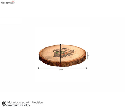 Tribal Art Round Wooden Handcrafted Coaster - Set of 4