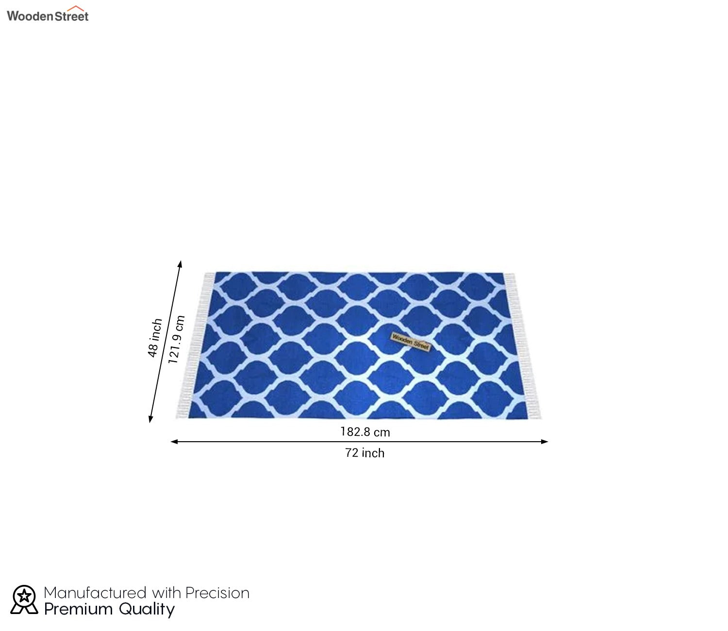 Fierce Blue Cotton Flat Weave Rug - 4 x 6 Feet