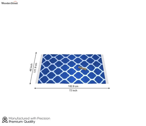 Fierce Blue Cotton Flat Weave Rug - 4 x 6 Feet