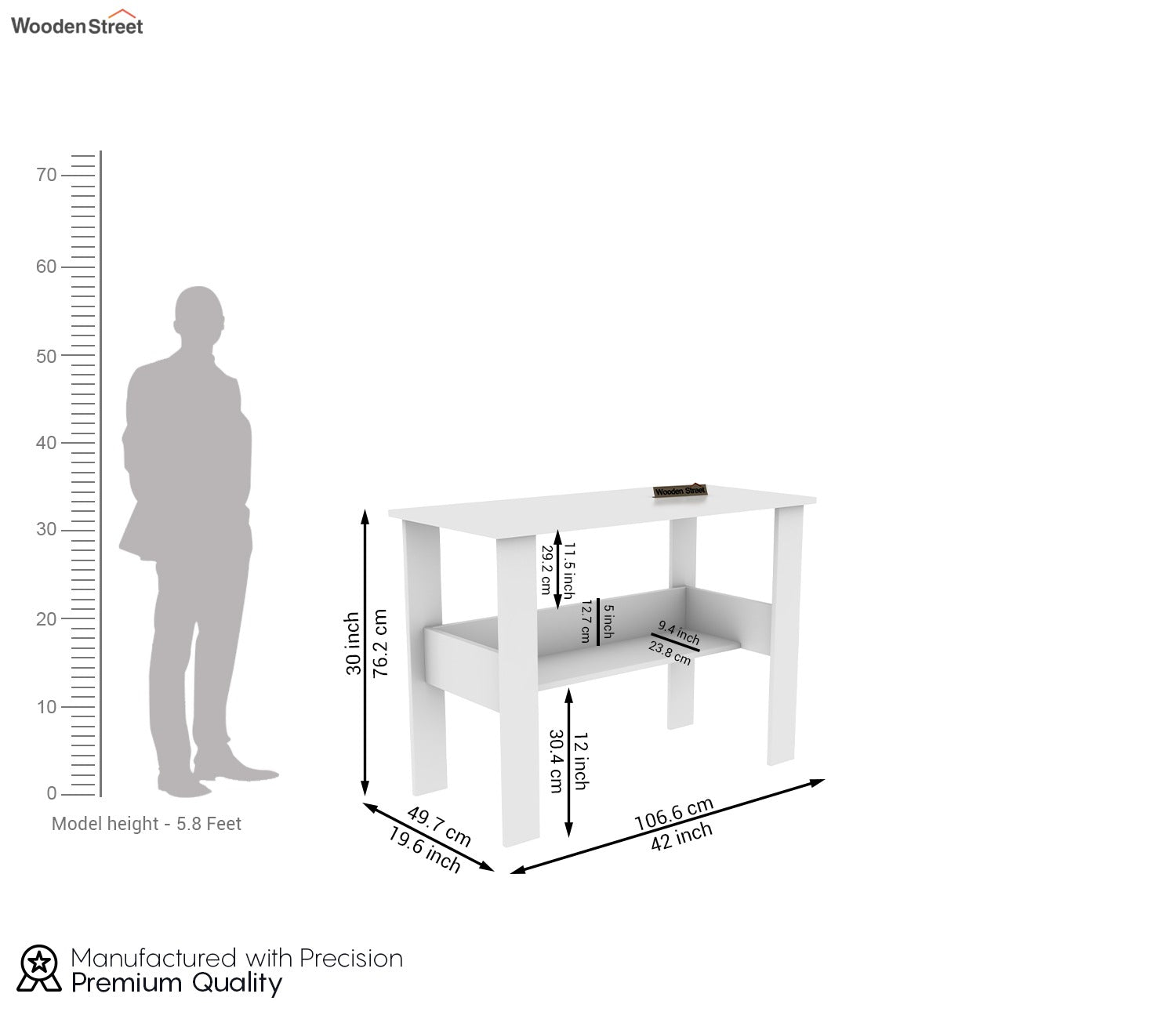 Brook Engineered Wood Study Table (Frosty White Finish)