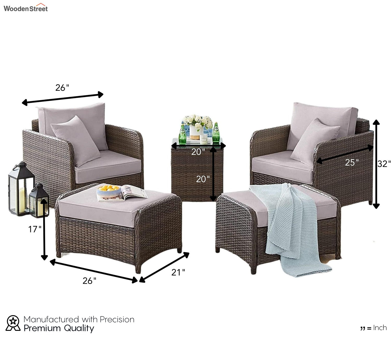 Wicker Seating Outdoor Patio Set (Brown)