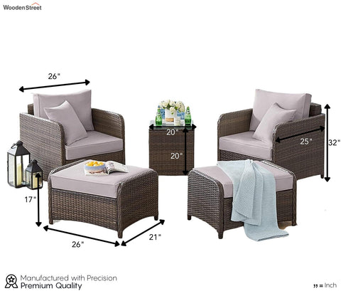 Wicker Seating Outdoor Patio Set (Brown)