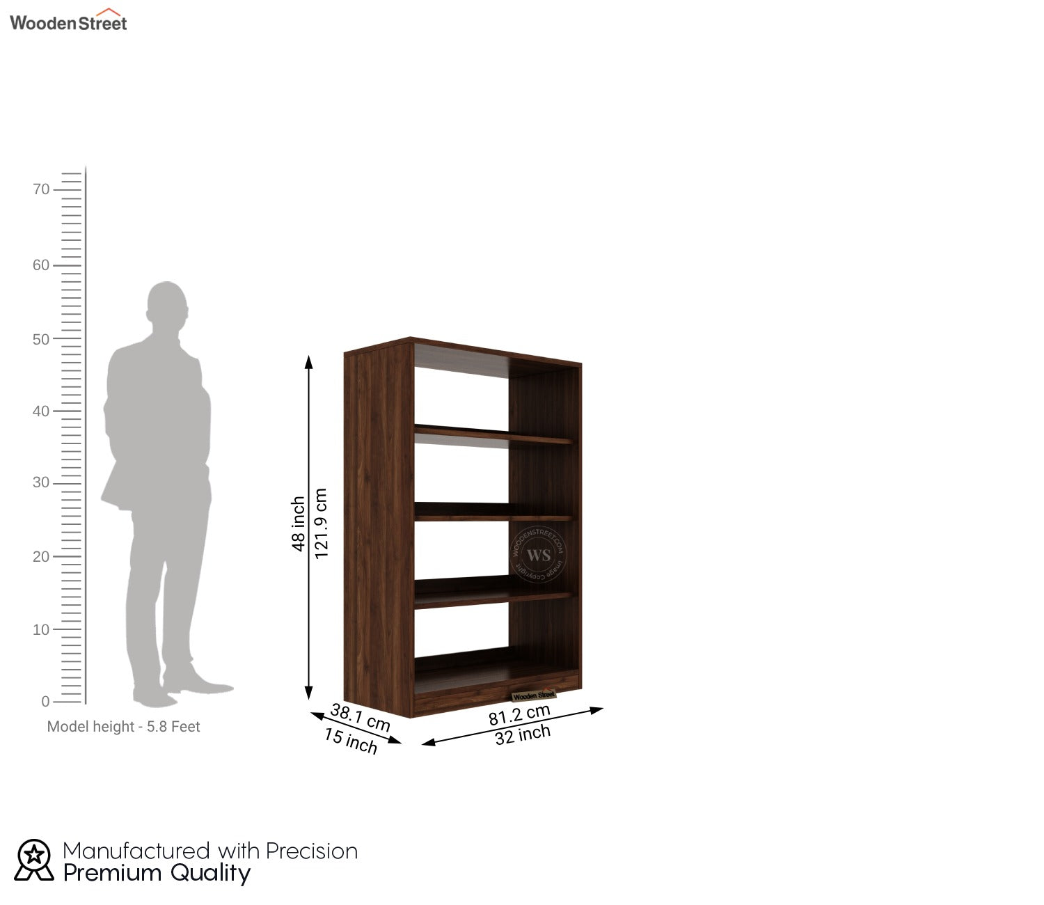 Astra Open Bookshelf (Columbian Walnut Finish)