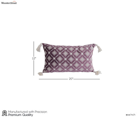 Super Soft Ethnic Design Set of 2 Embroidered Cushion Cover (Purple, 20 x 12 inches)