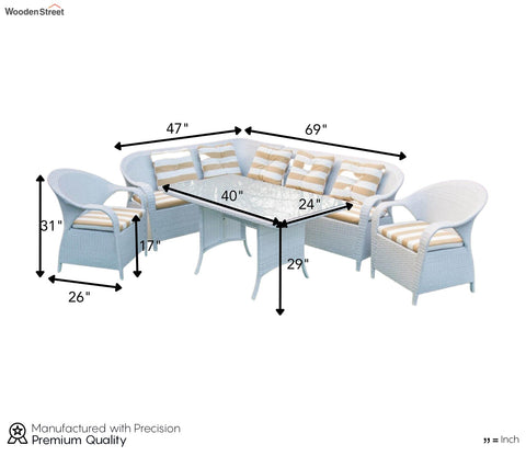 White Rattan And Wicker Outdoor Furniture Set With Table