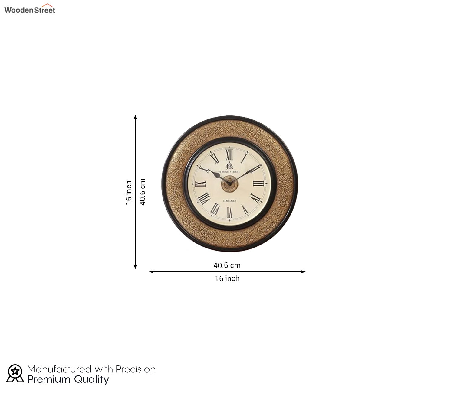 Brado Brass Analog Metal Fitted Wooden Wall Clock