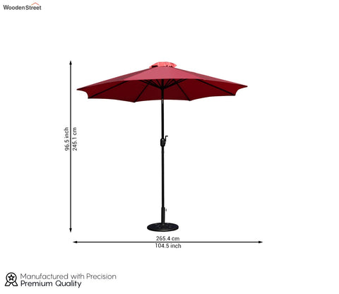 MS Powder Coated Center Poll Waterproof Cloth Outdoor Umbrella (Red)