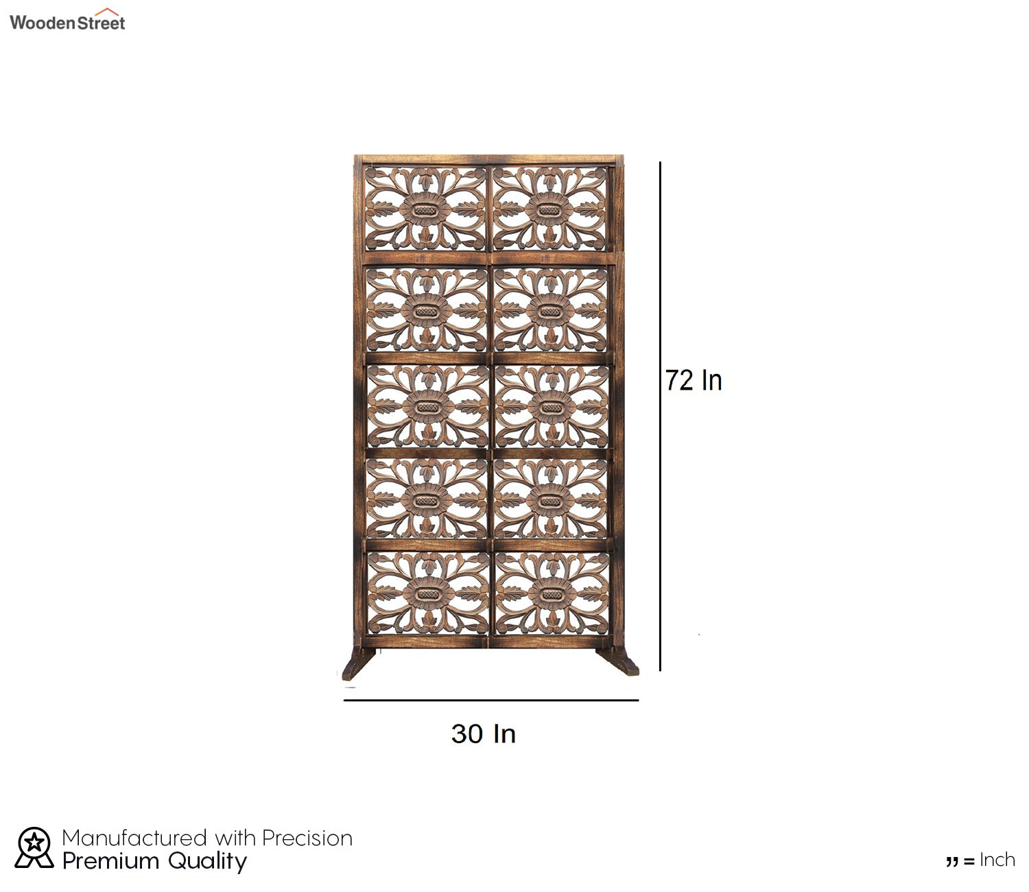 Mason Floral Hand Carved Wooden Room Divider Single Panel With Stand