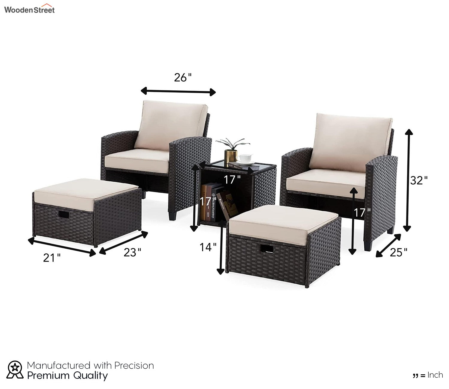 Wicker Seating Outdoor Patio Set (Beige)