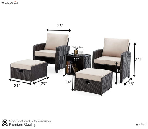 Wicker Seating Outdoor Patio Set (Beige)