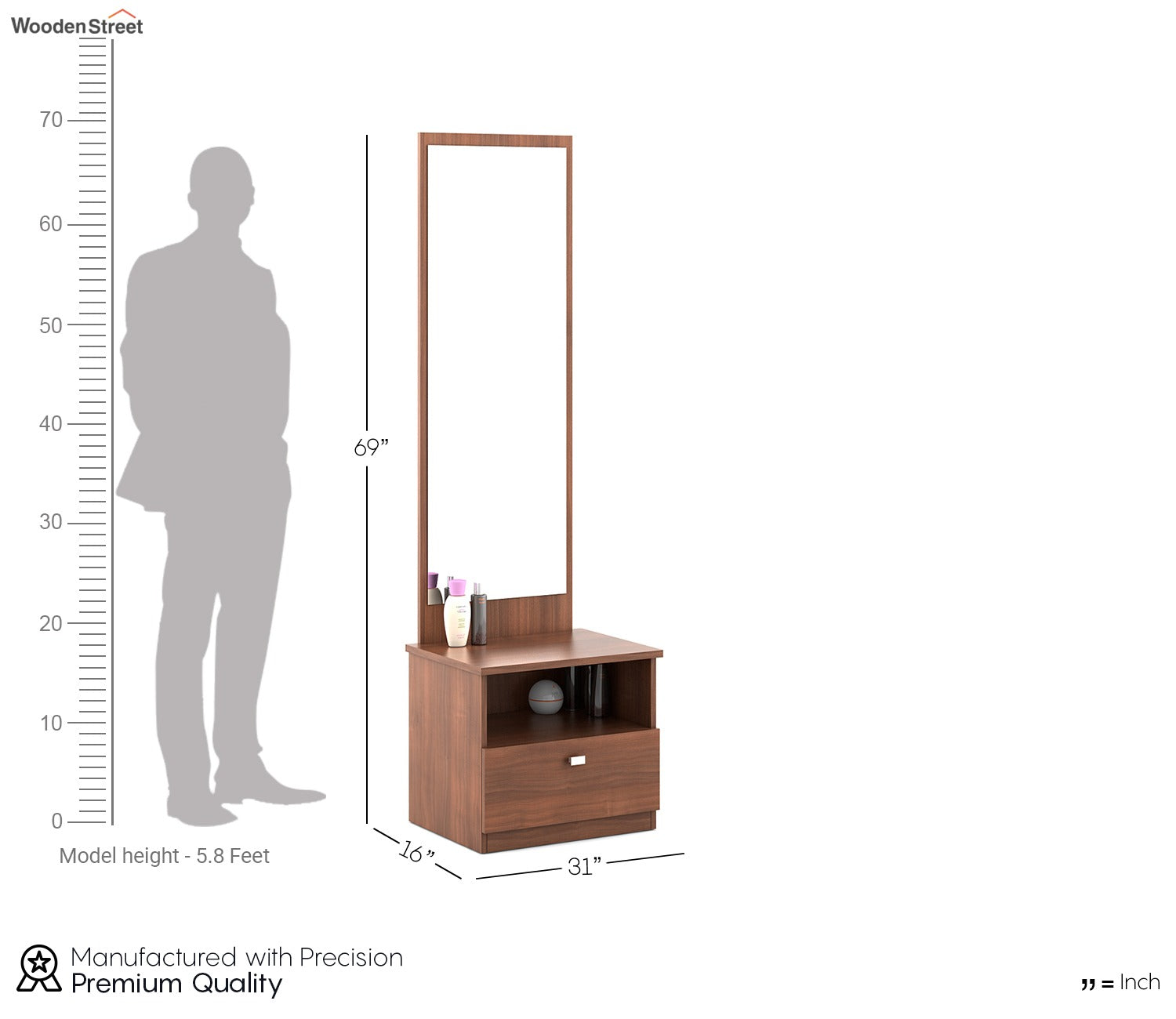 Kosmo Value Dressing Table (Natural Finish)