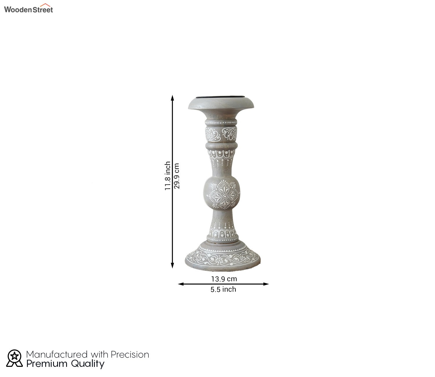 Ira Traditional Designer Hand Painted Wooden Pillar Candle Stand