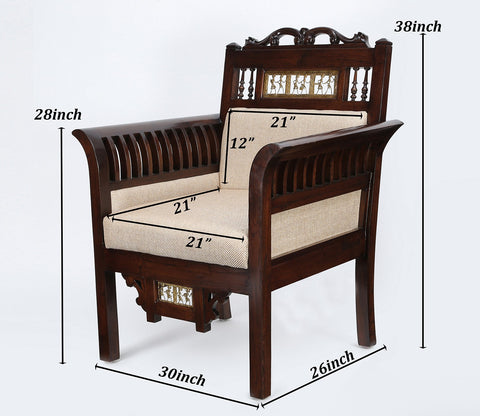 Maharaja 1 Seater Sofa (Walnut Finish)