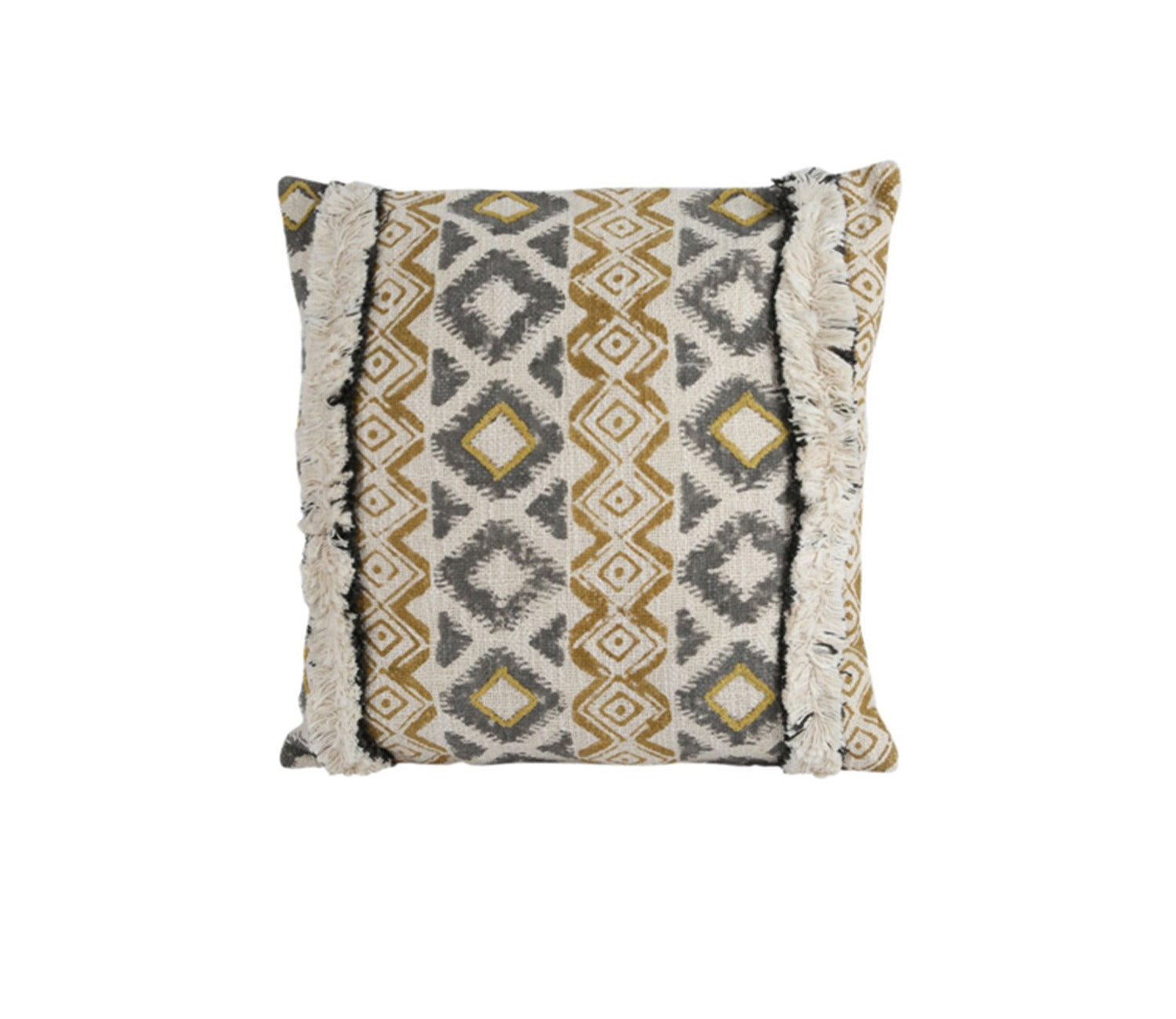 Beige Cotton Designer Cushion Cover Set of 2 (18 x 18 inches)