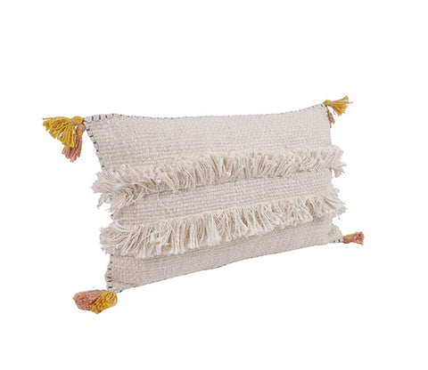 Ivory Jute Cotton Tassel Cushion Covers - Set of 2 (20 x 12 inch)