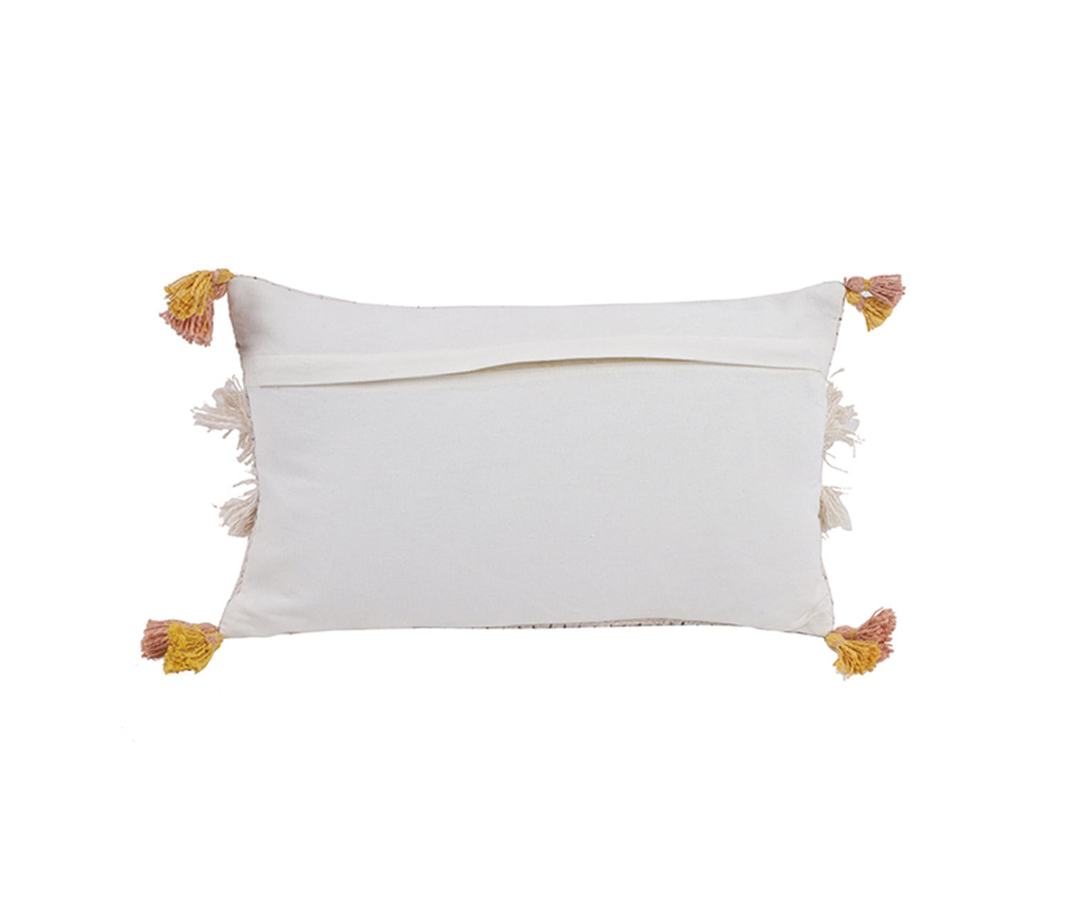 Ivory Jute Cotton Tassel Cushion Covers - Set of 2 (20 x 12 inch)